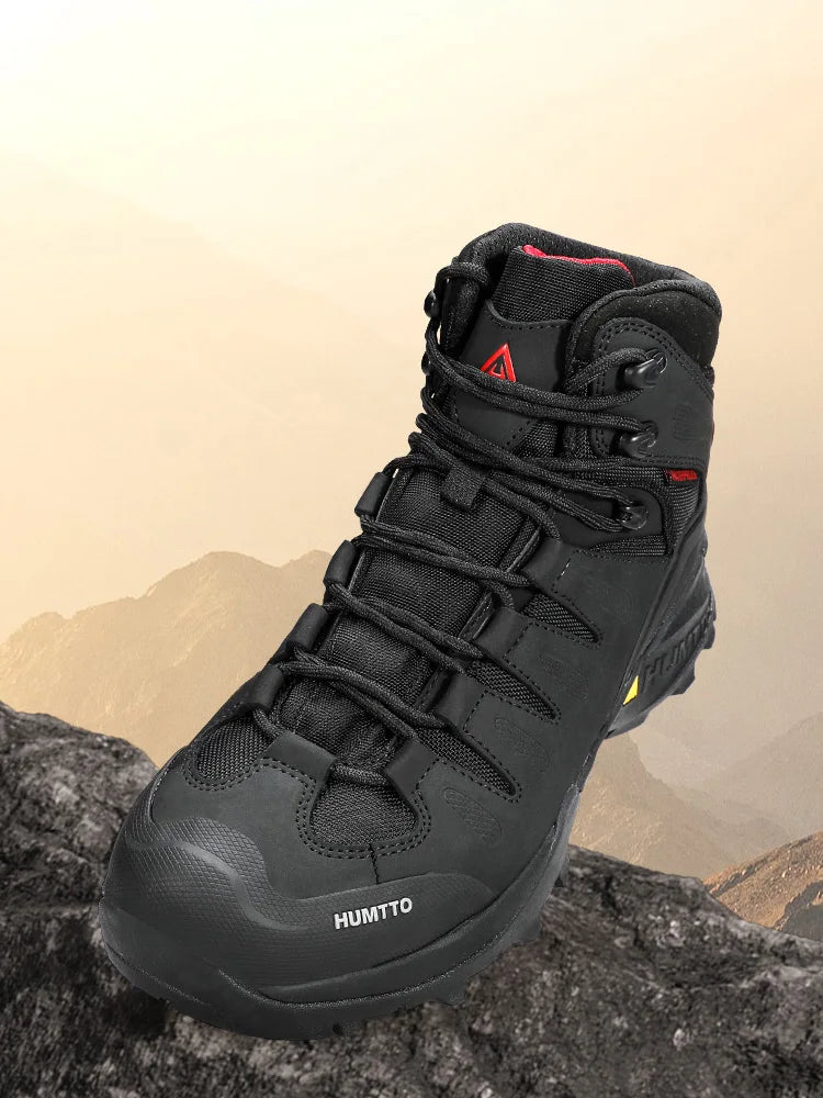 HUMTTO Cowhide Hiking shoes Men's waterproof hunting Boots Tactical Desert Combat Ankle trekking Boots Male Women warm Sneakers