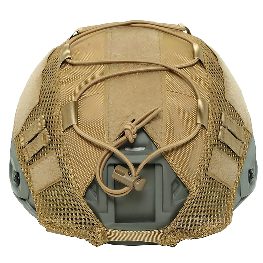 Tactical Camo Helmet Cover With Mesh Pouch & Elastic Cord Compatible FAST Helmet For Shooting Paintball Hunting Outdoor Gear