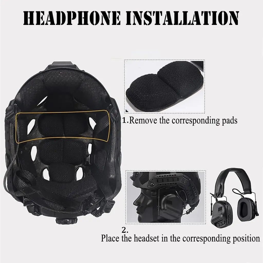 Tactical Helmet Set Fast Protection Helmet with Airsoft Mask Headset Paintball Goggles NVG Model for Outdoor Hunting CS Game