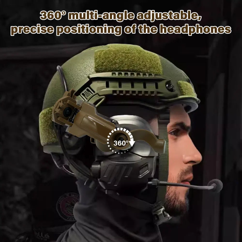 360 Degree Rotating Tactical Headphone Rail Mount for Earmor Headset on Team Wendy M-Lok, Ops-Core Rapid ACH Helmet Rail