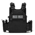 Molle quick release hunting vest with adjustable shoulder straps and waist circumference, equipped with multiple device bags