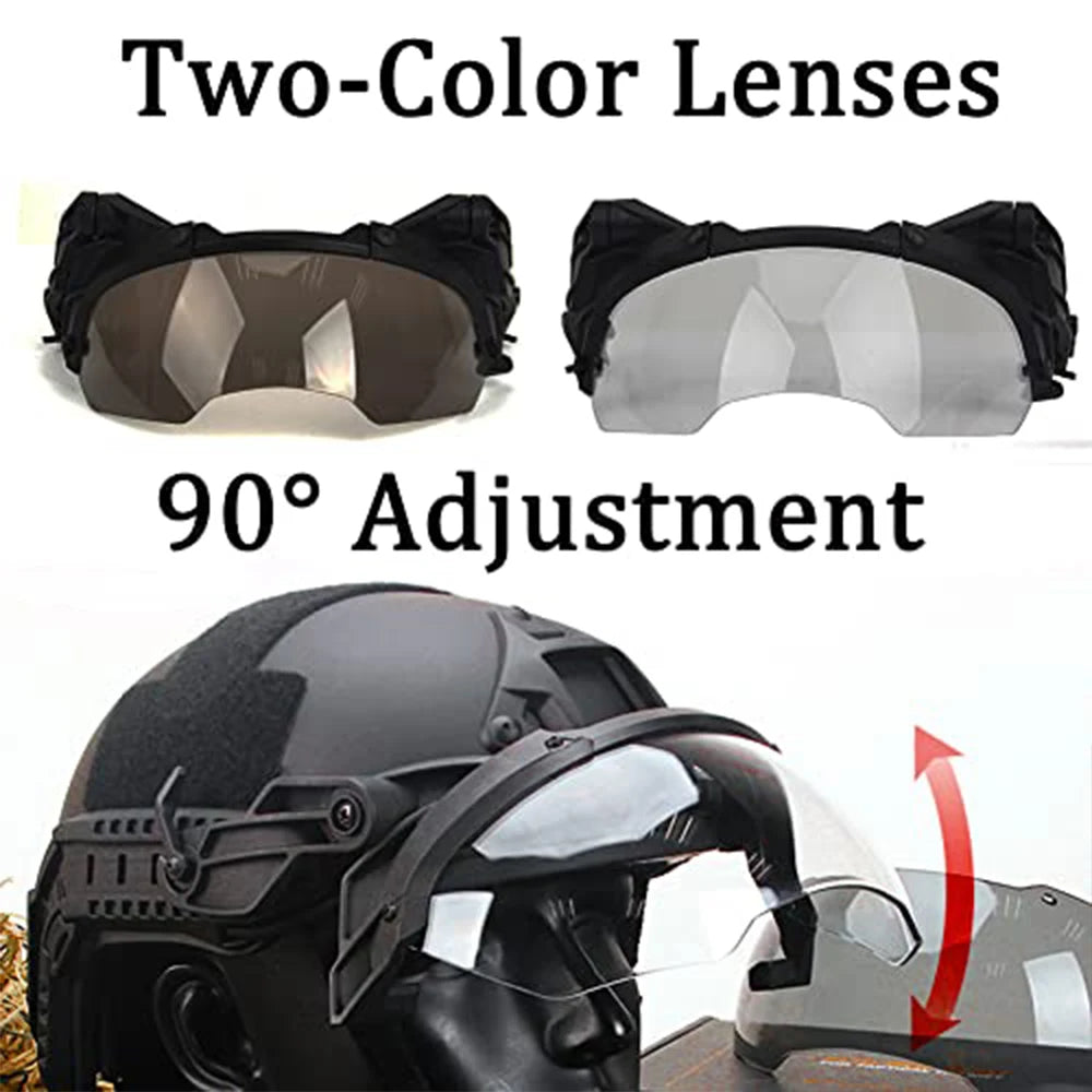 Tactical Helmet Set Fast Protective Equipment with Visor Headset Signal Lamp Balaclava for Outdoor Airsoft Paintball Shooting