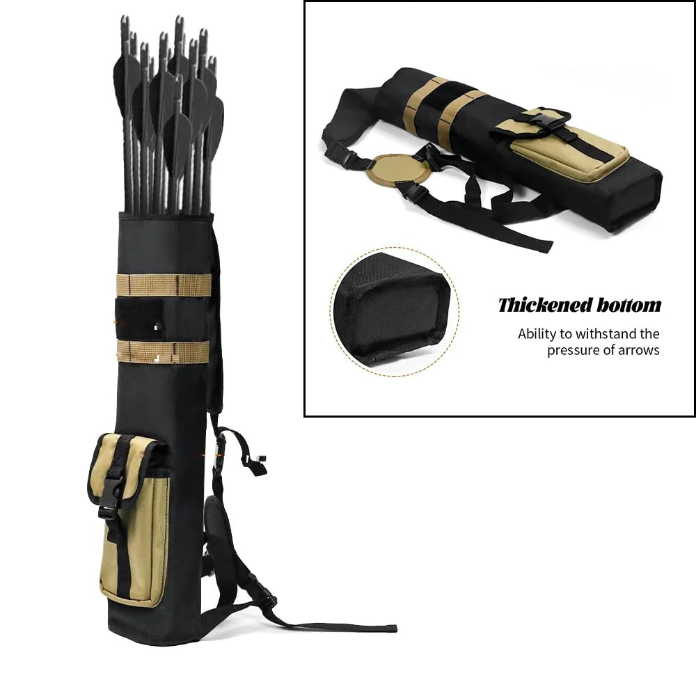 Archery Quiver for Arrows Multi-Function Back with Molle System Tactical Arrow Holder Archery Bag Accessories and Pockets