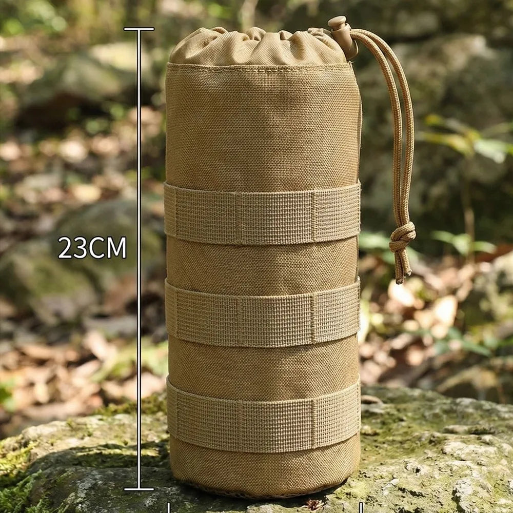 Tactical MOLLE Water Bottle Pouch 600D Nylon Drawstring Water Bottle Holder Bag for Outdoor Hiking Camping