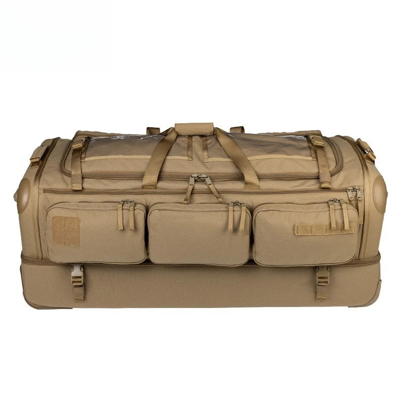 YAKEDA Tactical Rolling Duffle Bag Large Capacity Nylon Wheeled Deployment Bag For Gear Storage Travel Wheeled Tactical Luggage