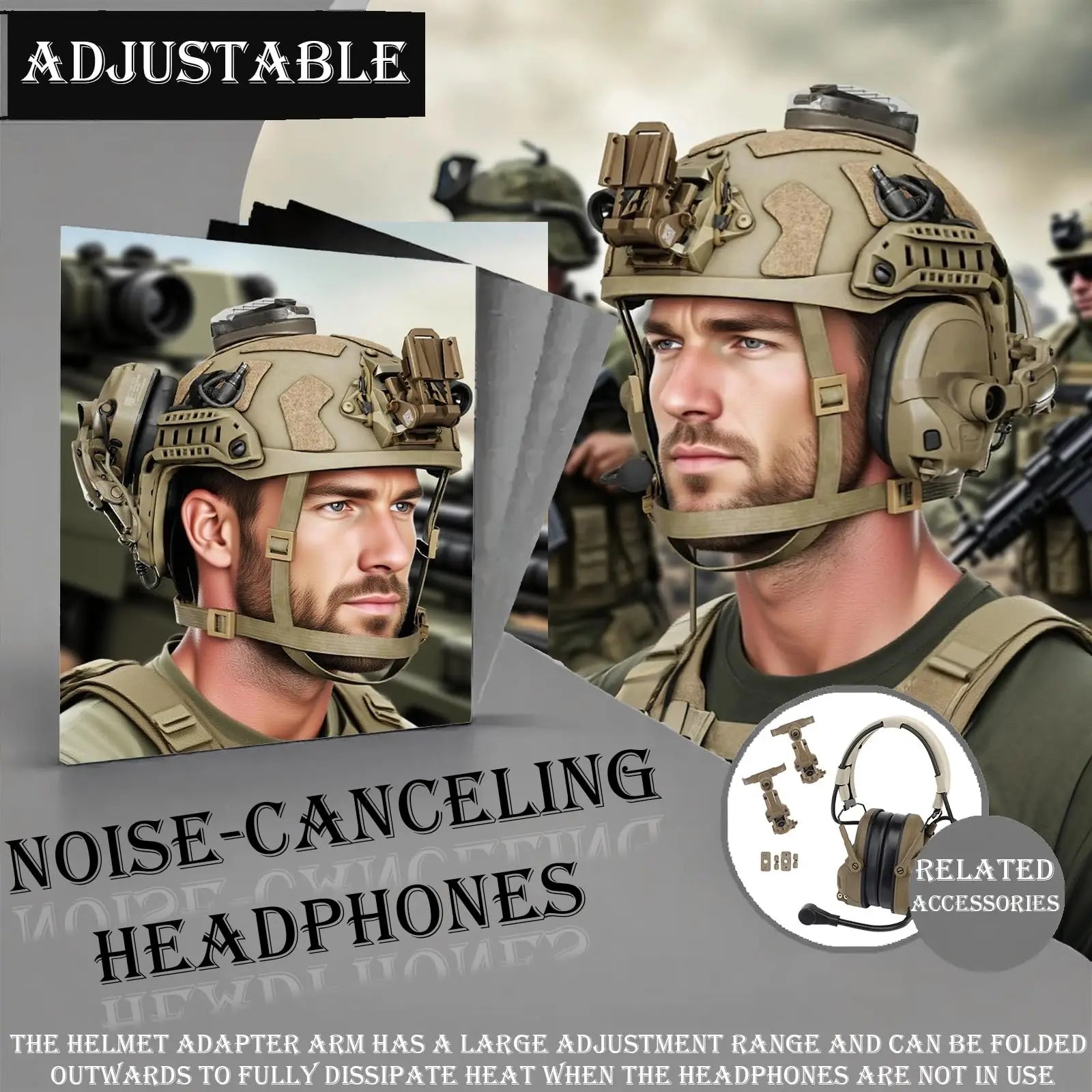 AQzxdc Tactical Helmet with Adjustable Headset Flashlight L4G24 NVG Mount for CS Airsoft Shooting Cosplay Military Tactics Gear