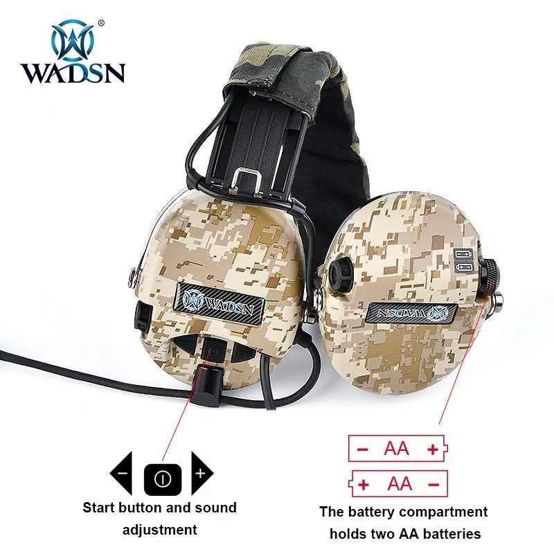 WADSN MSA Tactical Headset Sordin Headphones Active Pickup Noise Canceling Airsoft Outdoor Hunting Shoot Communication Headset