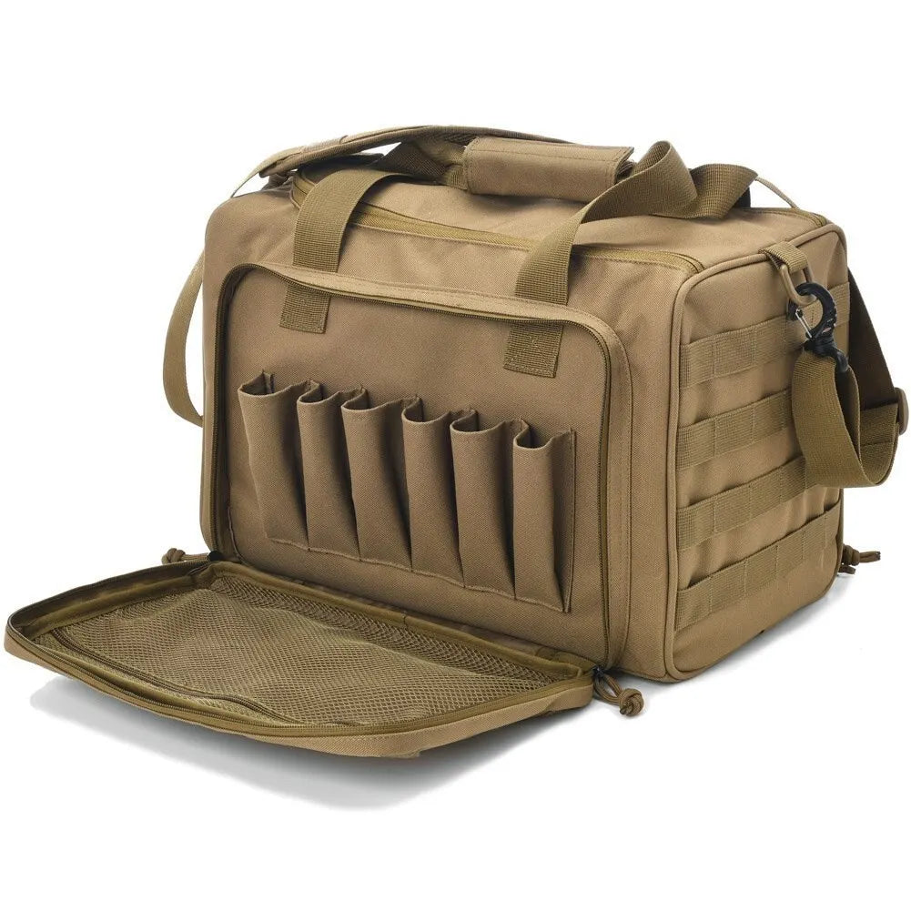 Tactical Gun Range Bag Molle System Pistol Case Storage Pouch Outdoor Hunting Nylon Shoulder Pack for Shooting Rifle