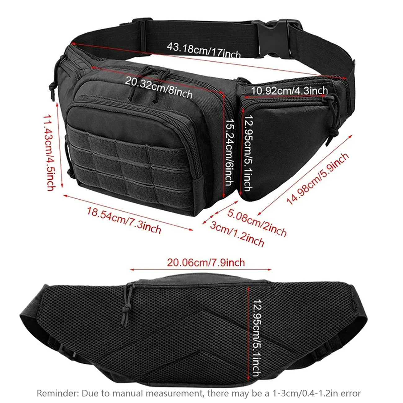 Large capacity backpack+matching adjustable waist bag, rich internal compartments, strong expandability, quick buckle strap