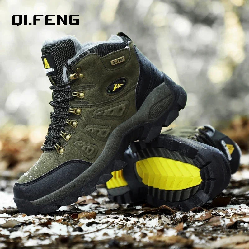 Winter Plush Warm Men's Boots Comfortable Non-slip Hiking Walking Boots Men's Outdoor Hunting Tactical Sports Men's Snow Boots