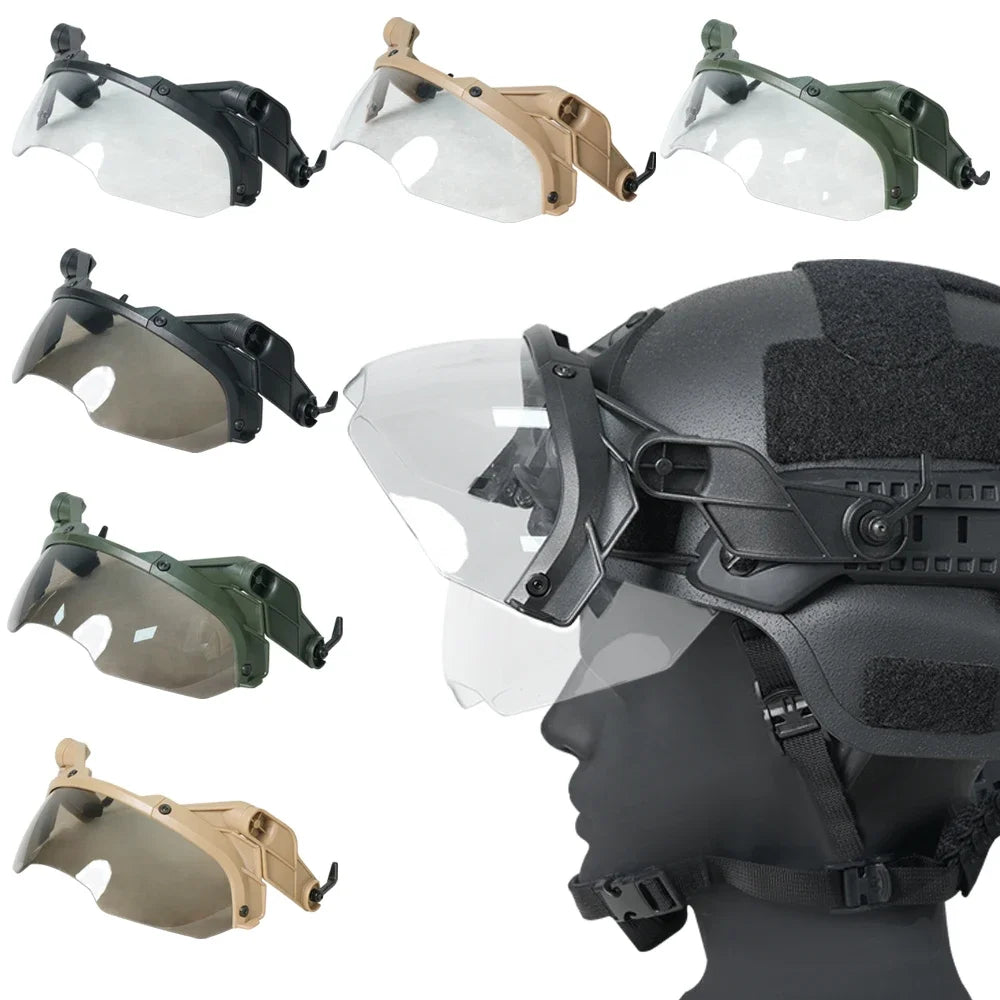 Tactical Helmet OP Goggles with Horns Detachable FAST MICH Helmet Anti Fog and Riot OP CS Adjustable Protective Goggles