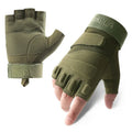 Tactical Half‑Finger Gloves for Men Adjustable Wrist Strap Shock Absorbing Gloves for Cycling Shooting Camping Work