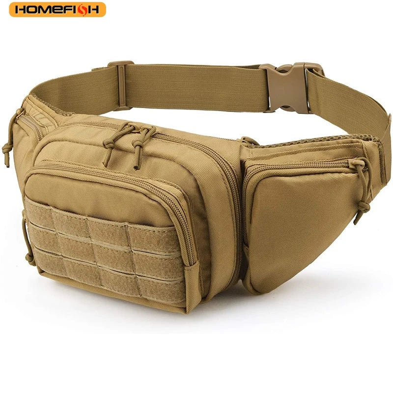 HOMEFISH Nylon Tactical Chest Sling Bag for Men, Outdoor Sports Cycling Fanny Pack, Multi-purpose Waist Hip Bag for Camping