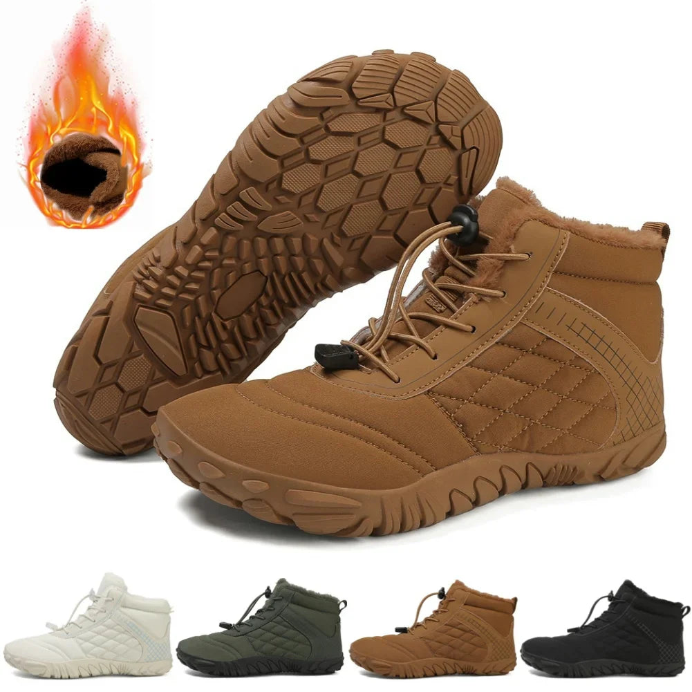 Barefoot Snow Boots Minimalist Ankle Boots Anti Slip Casual Winter Booties Thermal Trail Running Shoes Plush for Outdoor Travel