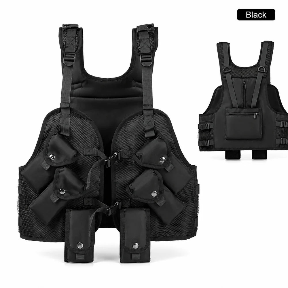 Tactical Hunting Vest Pack Multi-Pocket Outdoor Gear Storage Adjustable Nylon Mesh Chest Vest for Hunting Hiking Fishing
