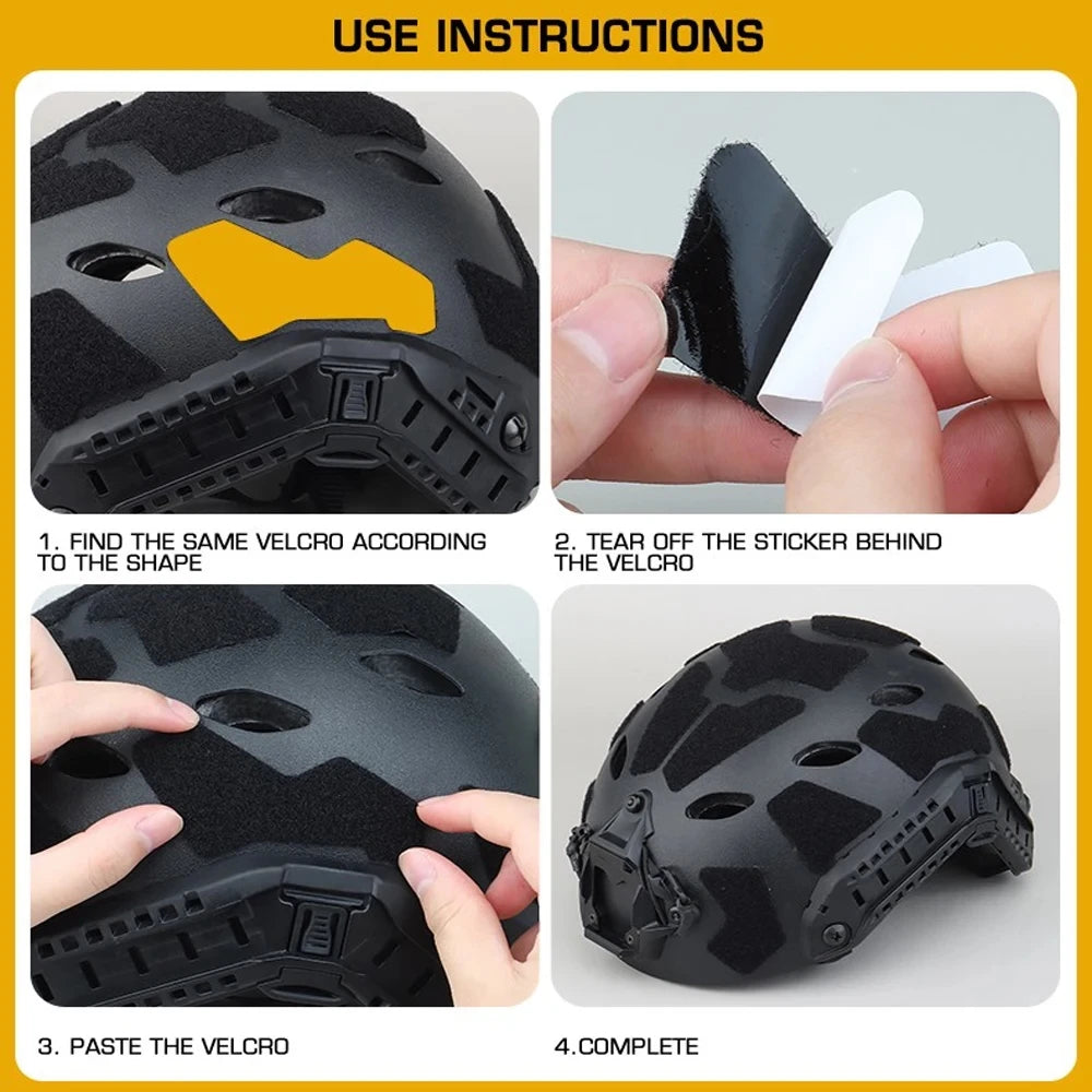 11Pcs/Set Super High Cut Tactical FAST Helmet Magic Sticker Helmet Hook Loop Patches Helmet Accessories BK/MC