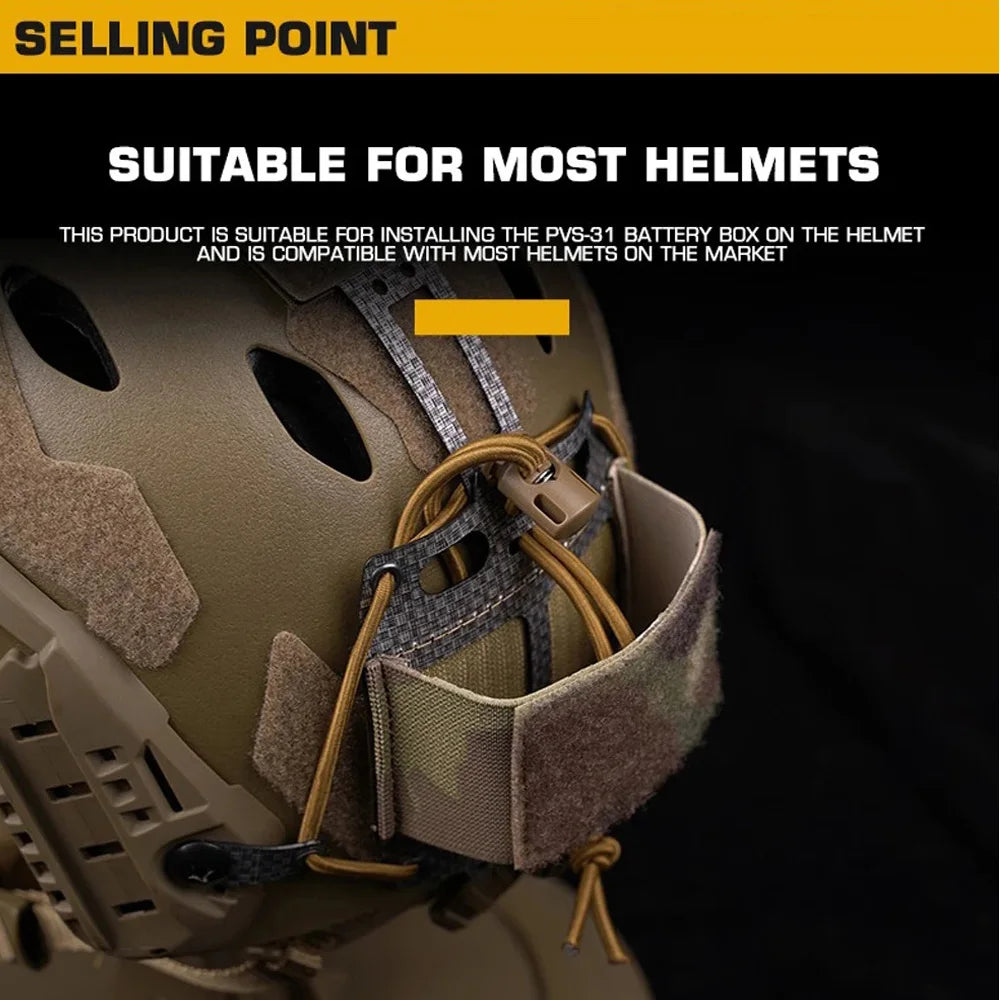 Tactical Helmet PVS31 Battery Case Pouch FAST Helmet Retention System Adjustable PVS-31 Battery Box Storage Pouch