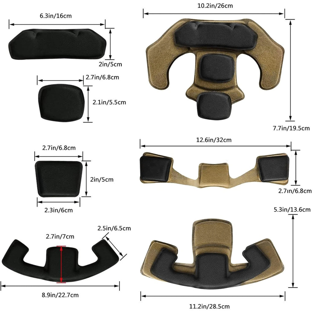 Memory Foam Helmet Liner Pads,Tactical Suspension System Cushion for Wendy Fast MICH ACH,Airsoft Paintball Replacement Pad