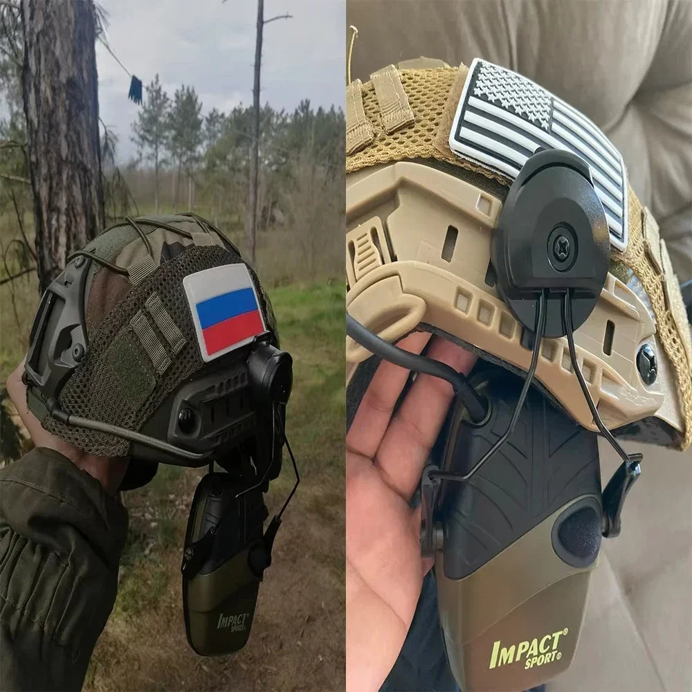 Tactical Rail Mounts Headset Rail Adapter Headset Holder Set Bracket Headphone Mount Stand 360 Rotation Helmet Headset