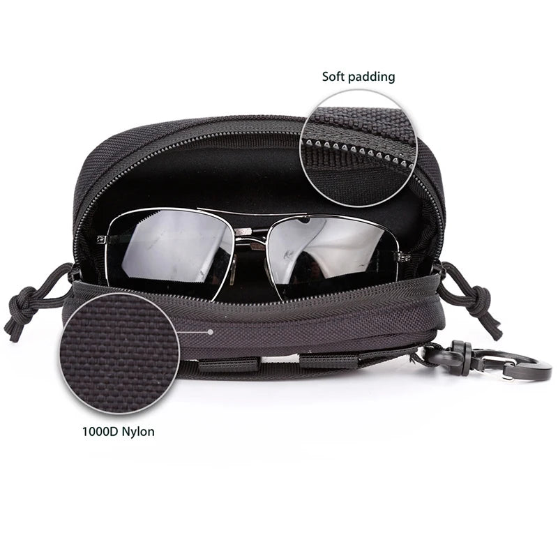 Tactical Molle Glasses Pouch Sunglasses EDC Waist Pack Utility Outdoor Hunting Accessories Organizer Eyeglasses Case Bag