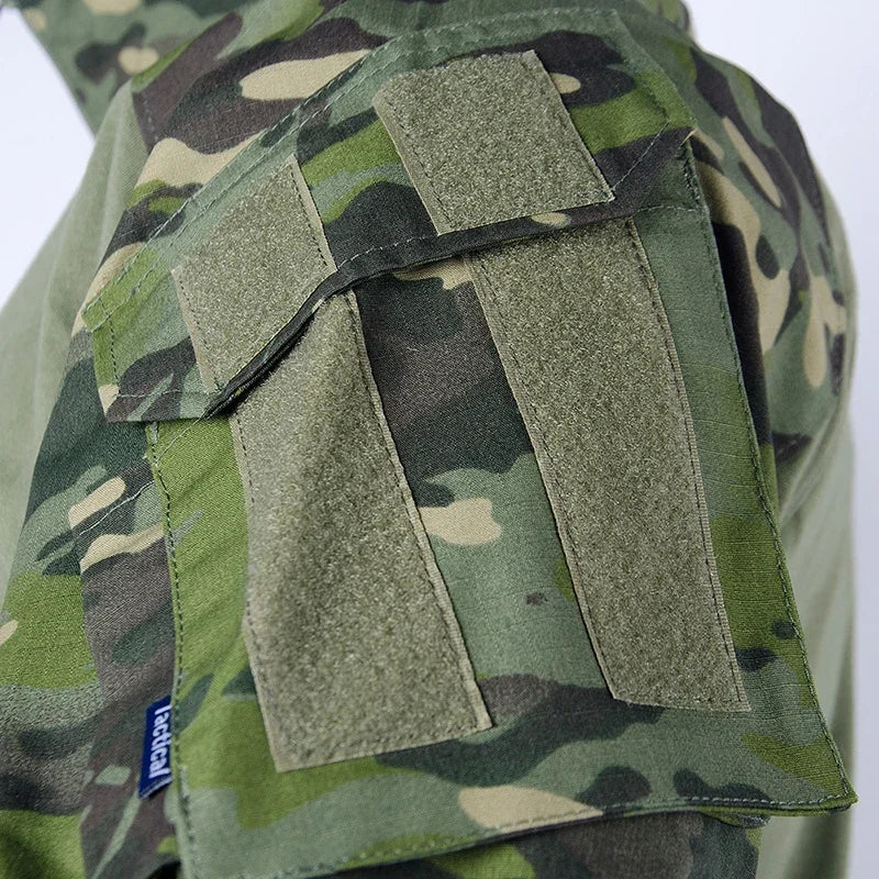 Man Hunting Clothing Sets Tactical Uniforms BDU  Hiking Suit Camouflage Long Sleeve T-shirts Cargo Work Pants