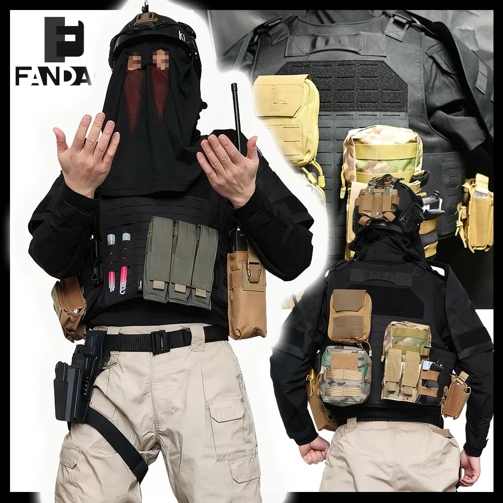 Tactical Vest Set Airsoft Koenig Ghost Full Set Vest with Shoulder Pad Walkie-Talkie Bag First Aid Kit CS Cosplay Equipment