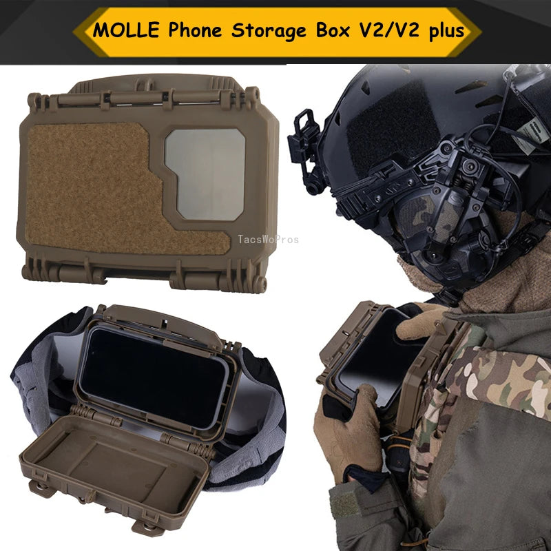 Tactical MOLLE Mobile Phone Box V2/V2 Plus Hunting Vest Plate Carrier Navigation Board CS Airsoft Paintball Wargame Phone Holder