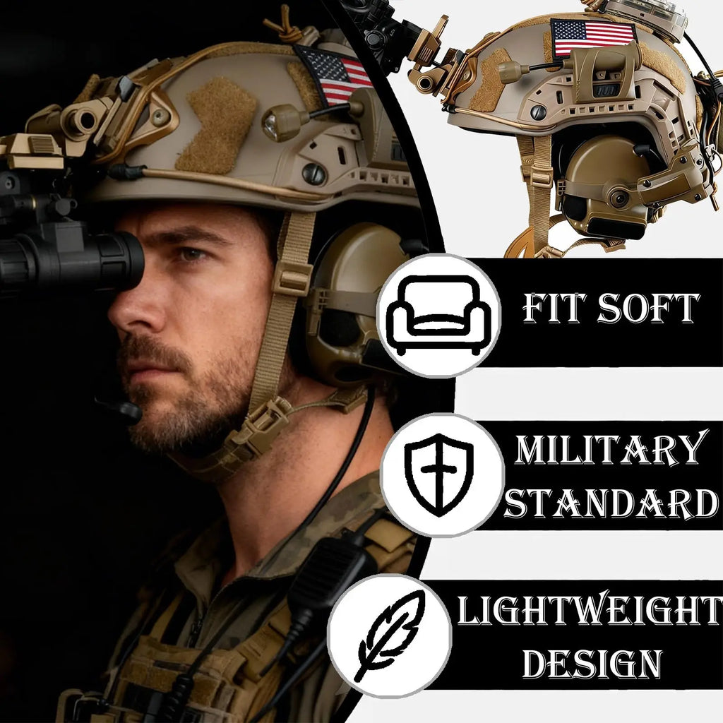 Tactical Helmet Set Military Airsoft Bump Helmet 9-in-1 Set with NVG Mode Communication Headset for CS Paintball Field Cosplay