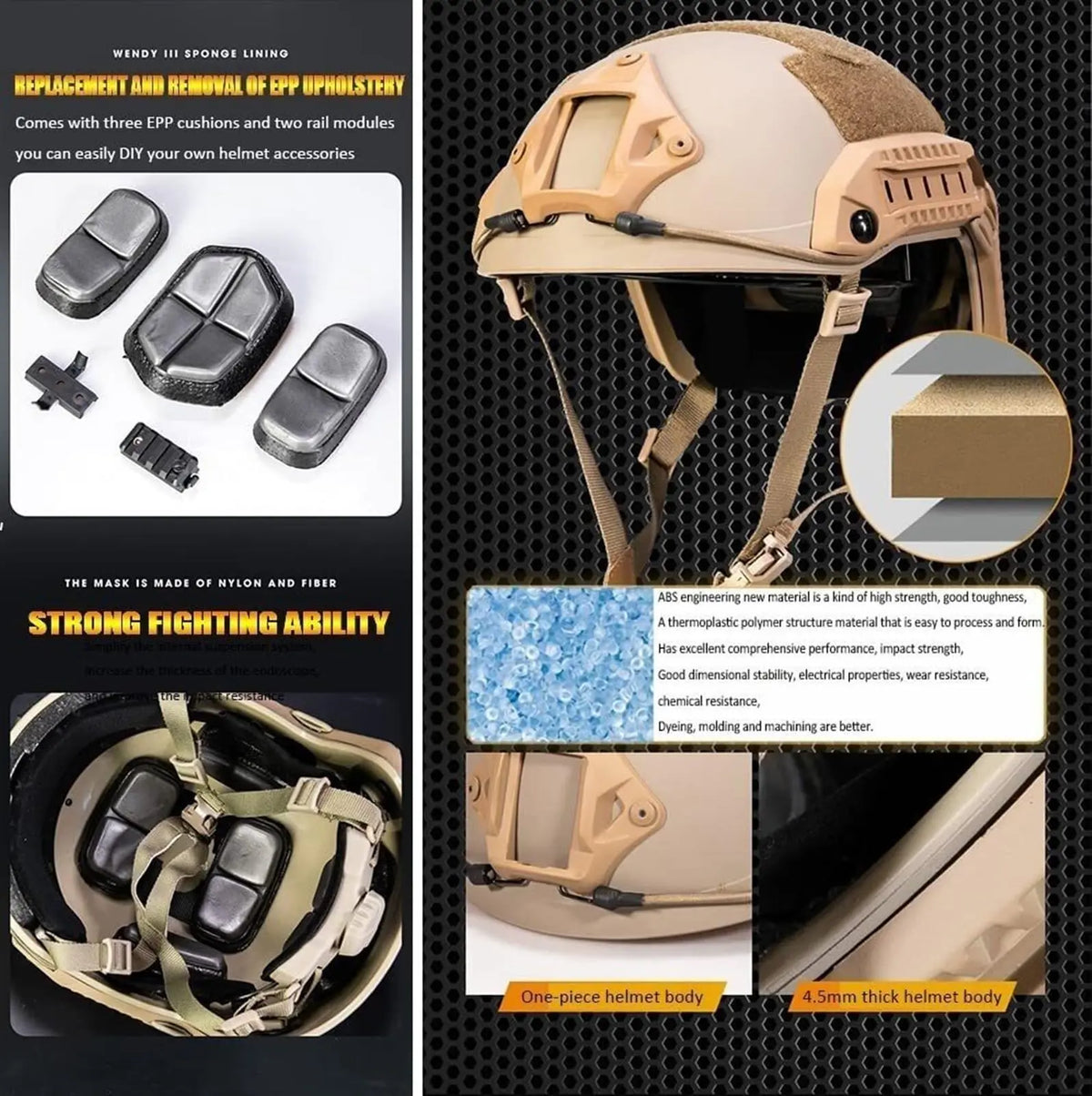Tactical Airsoft Helmet Set FAST Protective Helmet with Earphones Helmet Cloth Helmet Light for CS Hunting Shooting Rrole Play