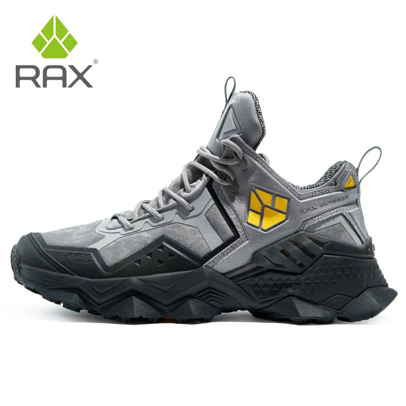 RAX Men Hiking Shoes Mid-top Waterproof Outdoor Sneaker Men Leather Trekking Boots Trail Camping Climbing Hunting Sneakers Women
