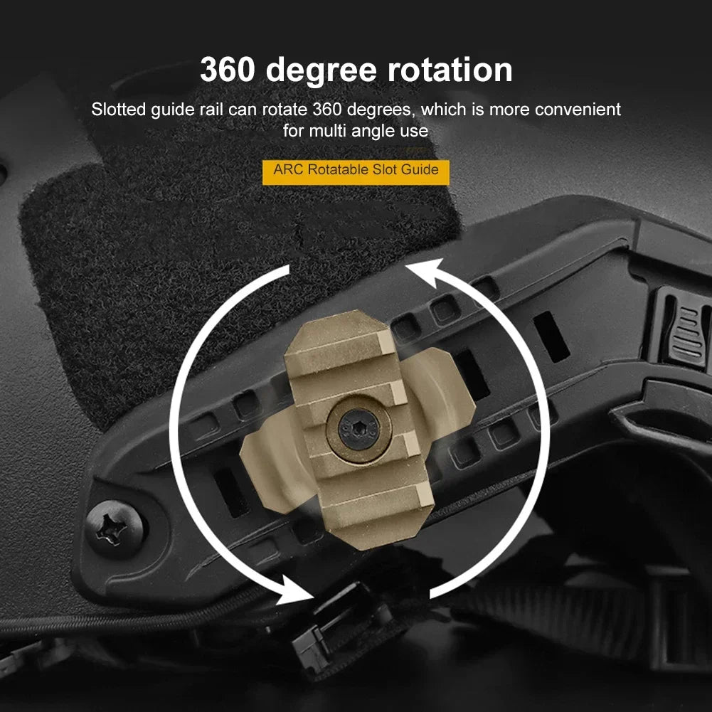 2pcs Tactical Helmet Side Rail Mount Adapter Outdoor 360 Degree Guide Rotation for Airsoft Fast Helmet Rail Hunting Accessories