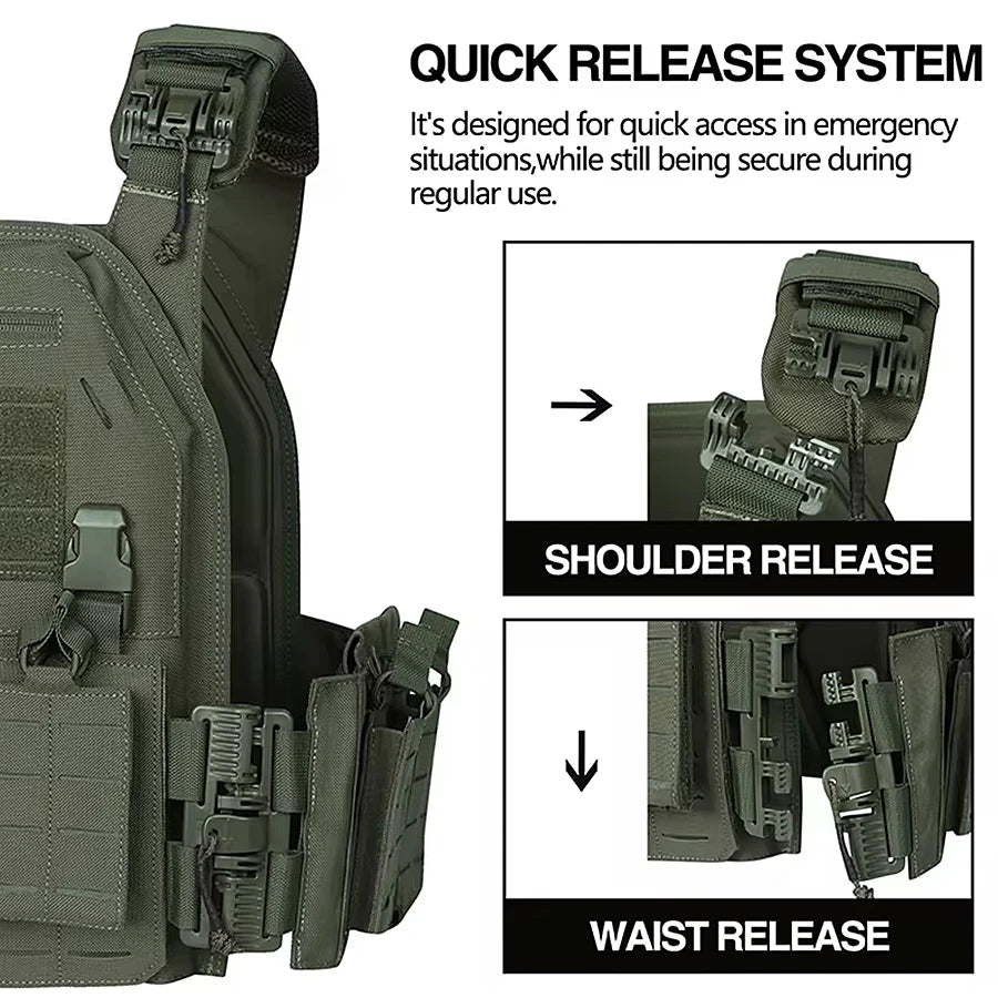 Outdoor quick release vest with multifunctional laser abrasion resistance and breathability