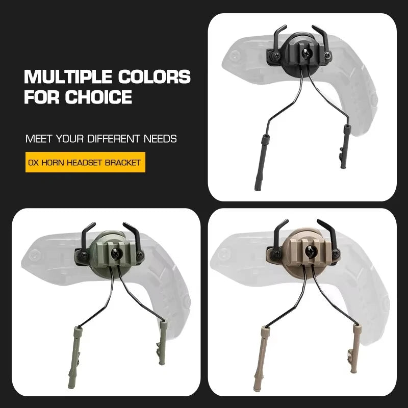 BOOIU Tactical Headphones Adapter Fast Helmet Rail Adapter CS Headphone Shooter Rail 60 Rotating Airsoft Helmet Rail Bracket