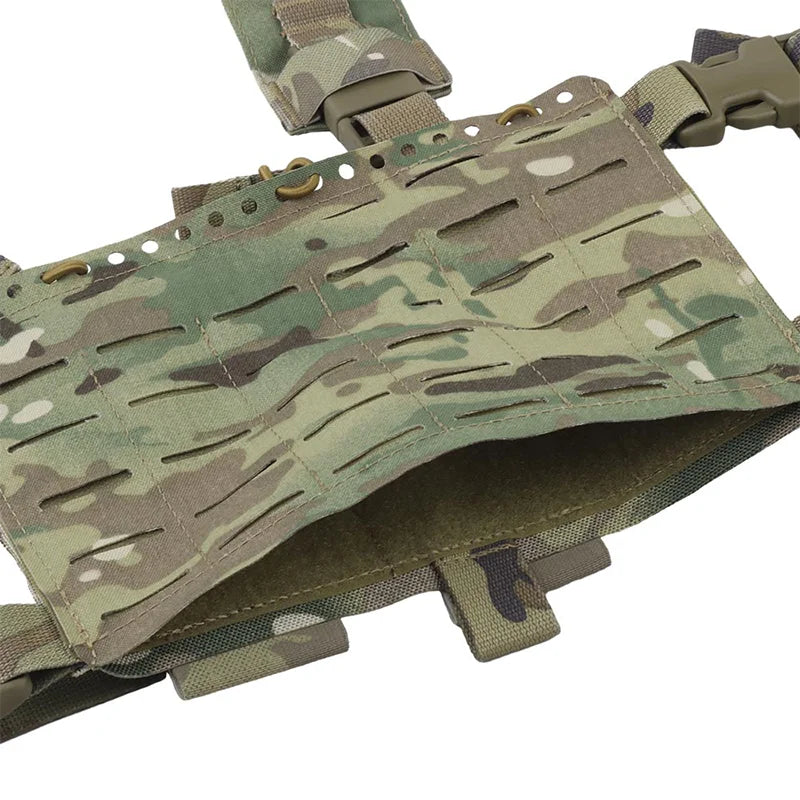 Alpha 34 Split Front Chest Rig Modular Quick Release System Laser Cut Mount Panels for Hunting Simulation Gear Storage