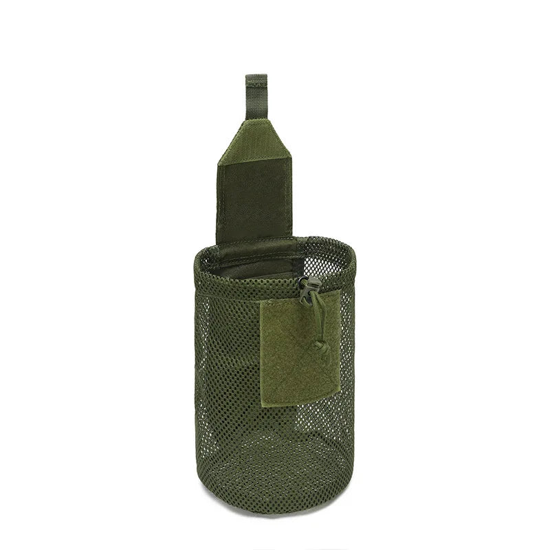Tactical Molle Mesh Dump Pouch, Lightweight Compact Drawstring Foldable Recovery Mag Tool Pack, EDC Drop Storage Belt Bag