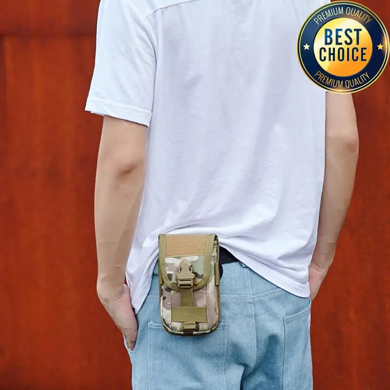 1000D Camo Tactical Running Bag Sports Phone Bag Waist Pocket Double Layer Molle Accessory Power Bank Bag Wallet Pack