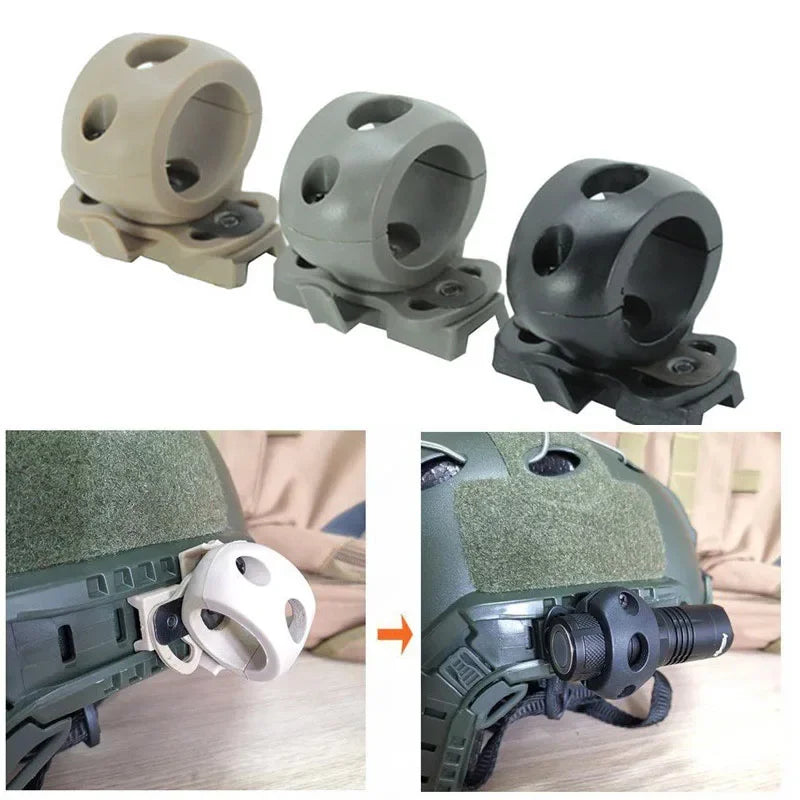Tactical Helmet Flashlight Holder for Fast Mich Helmet Mount Clamp 60 Degree Universal Rail Helmet Light Torch Holder