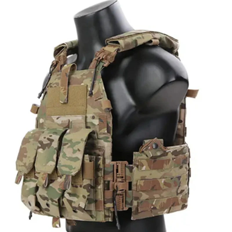 500D Nylon Fabric Quick Releaseable 6094K Tactical Vest With Triple Magazine Pouch