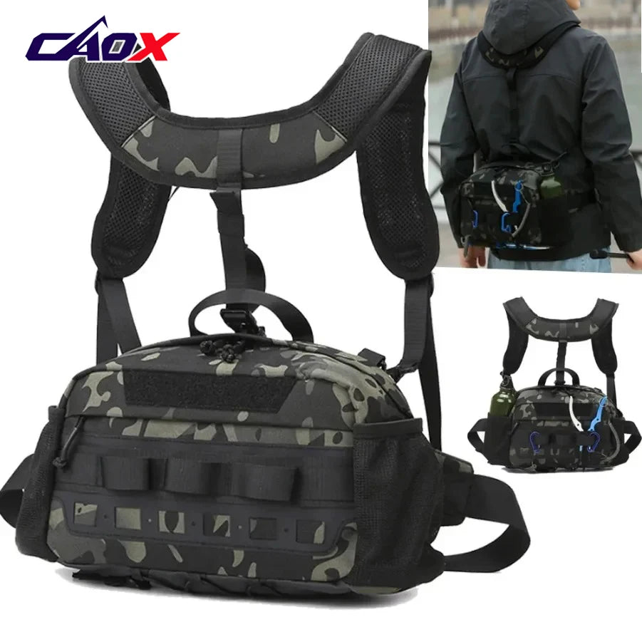 Men's Hiking Vest Backpack Fishing Tactical Chest Bag Utility  Sports Molle Waist Bags Large Outdoor Hunting Fanny Pack Camping