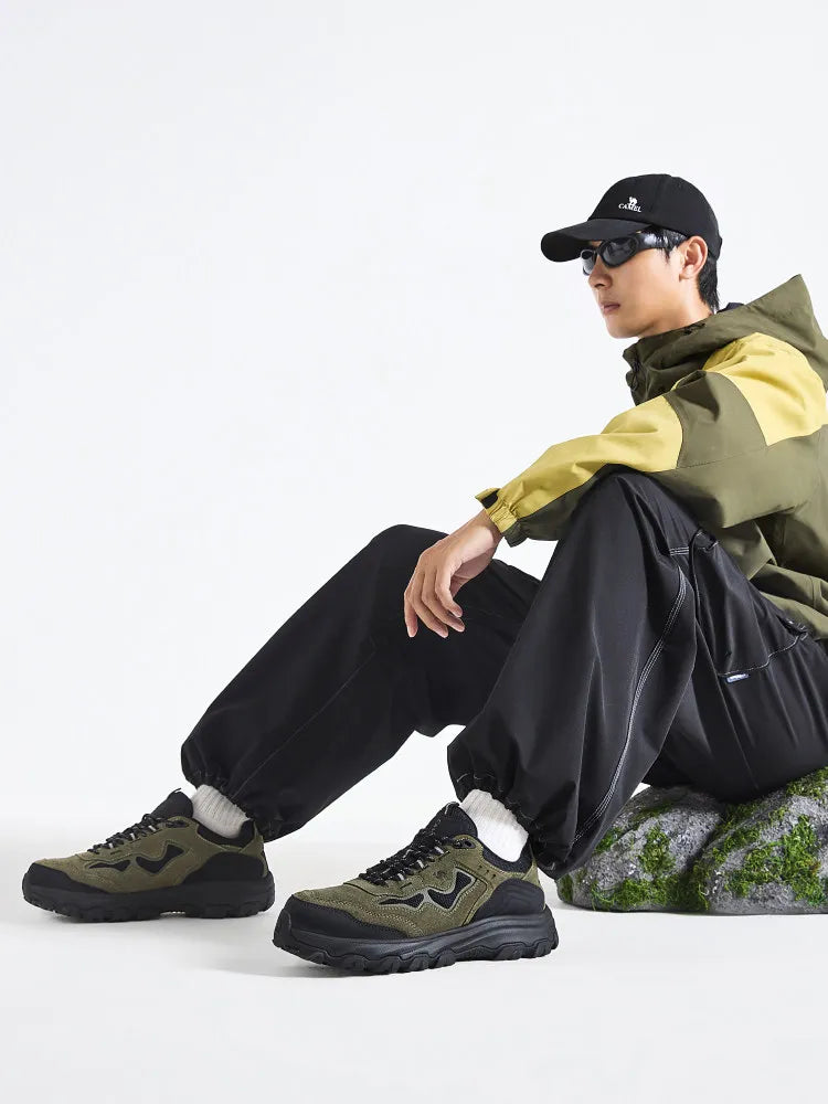 Golden Camel Men's Hiking Shoes Suede Leather Outdoor Shoes Non-slip Wear-resistant Trekking Walking Hunting Tactical Sneakers