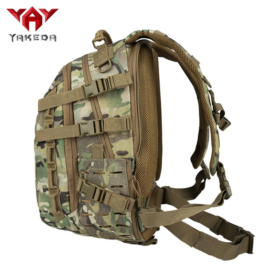 YAKEDA Multi layer Large Capacity Backpack Laser MOLLE with Handle Multi channel Adjustable Strap and Quick Release Buckle
