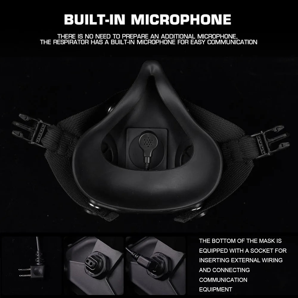 Tactical Respirator SOTR Mask Built-in Microphone Communication Special Operations Half-mask Replaceable Filter CS Airsoft Gear
