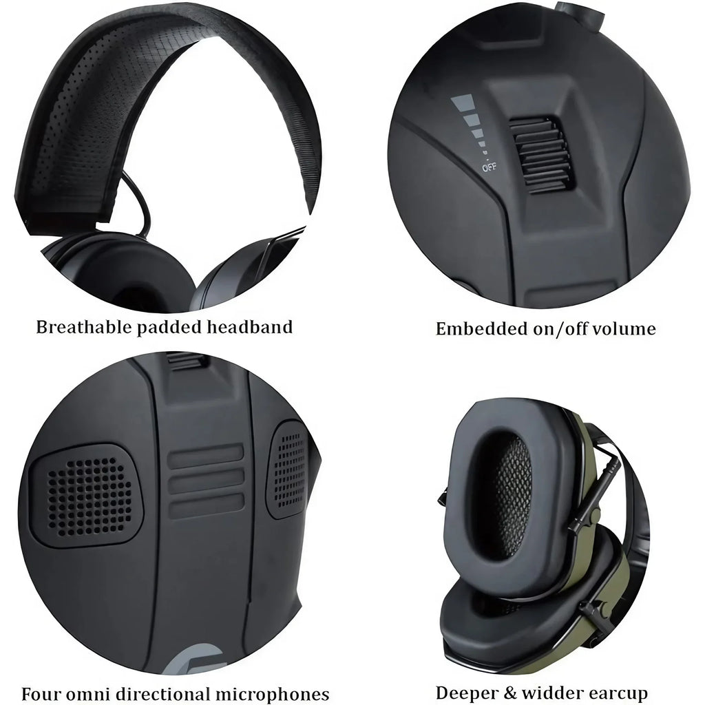 Professional Tactical Headphones with Active Noise Reduction Sound Isolation for Shooting Training and Safety Use