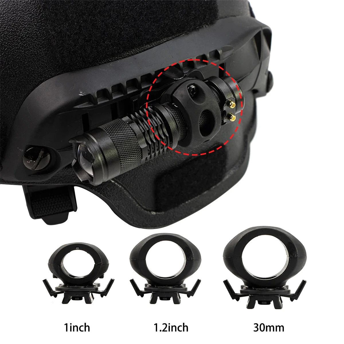 Tactical Fast Helmet Light Holder Wing Rail Mount Flash Light Clamp Side Rail Mount 1 / 1.2 inch / 30mm Flashlight Clip