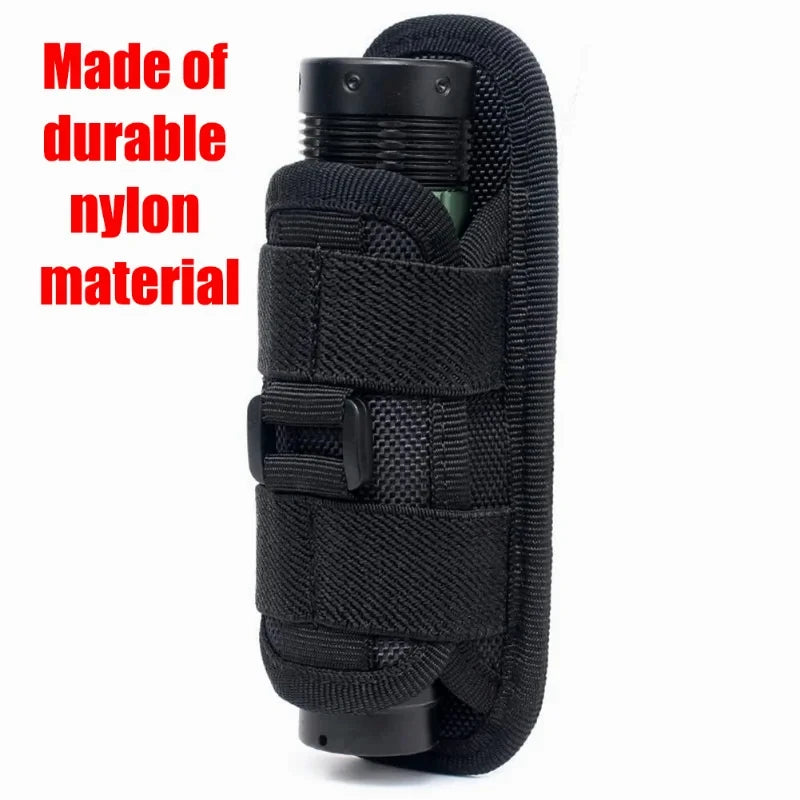 360° Rotary Tactical Flashlight Belt Holster Durable Torch Pouch Hunting Outdoor Survival Lighting Accessory