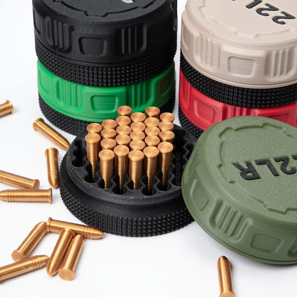 Mini Ammo Storage Box with Twist-on Lid (22LR Caliber) Compact, Durable, Portable, Large Capacity