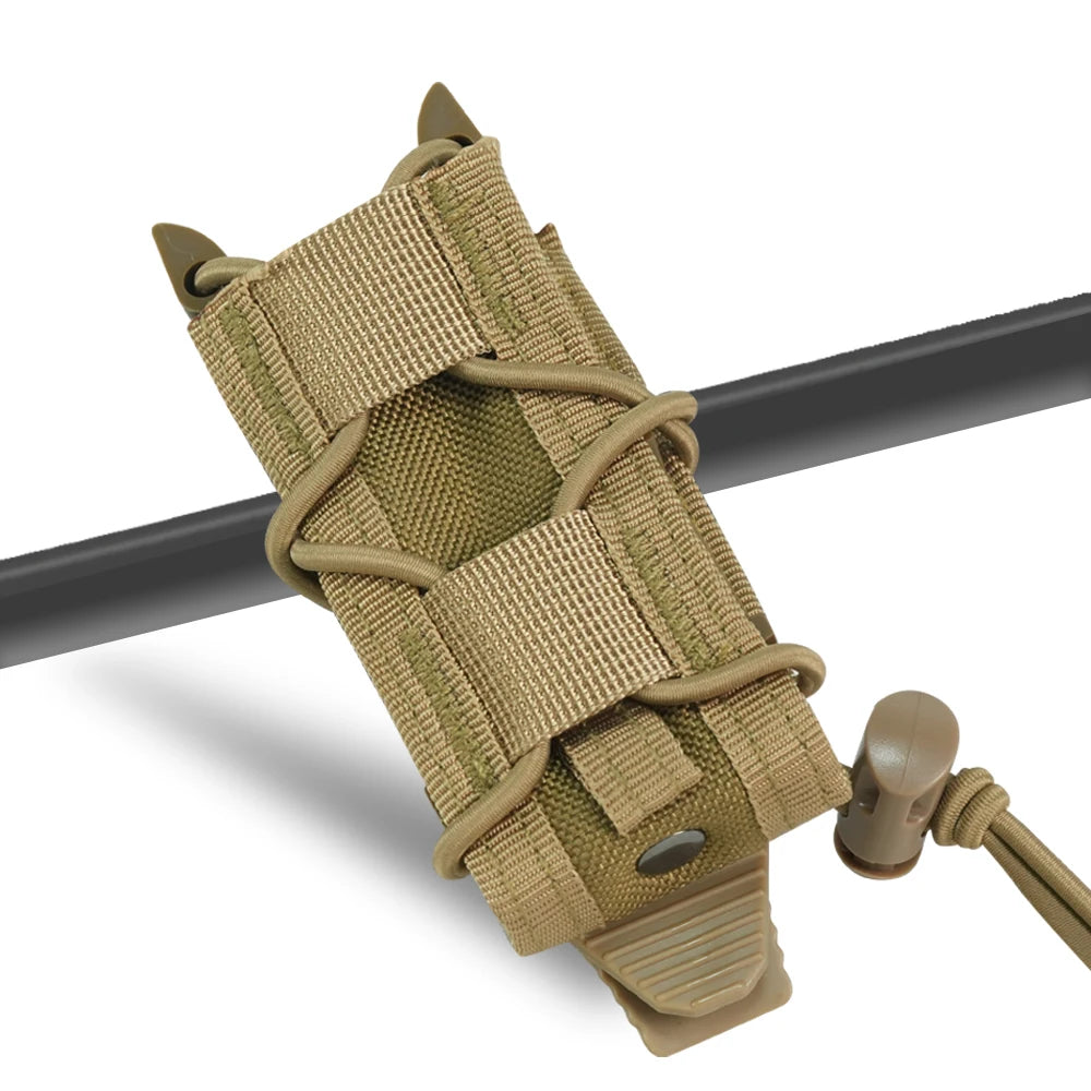 BOOIU Tactical Pistol Magazine Pouch 9mm Molle Single Mag Holster Flashlight Torch Holder Outdoor Hunting EDC Knife Waist Bag