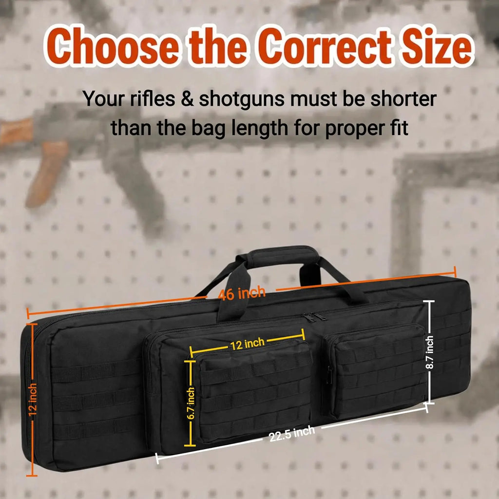 90cm/35.4in, 118cm/46.2in Tactical Double Rifle Bag | Scoped Shotgun Case, Heavy Duty Oxford, Fits AR15 Airsoft & More