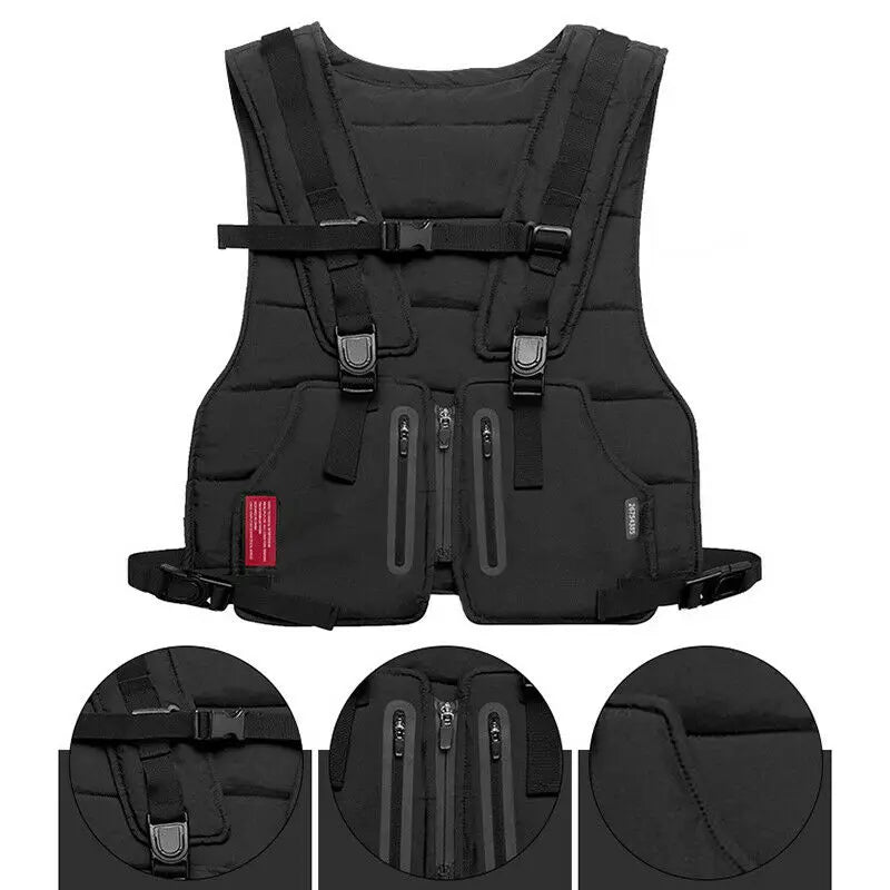 Multi-function Vest Outdoor Sports Fitness Men Protective Tops with Pockets Summer Casual Work Vest Camping Fishing Sleeveless