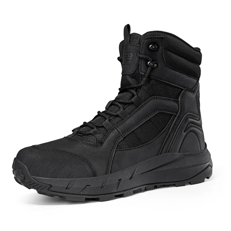 Men's Tactical Boots Lace Up Waterproof Hiking Boots Non-slip Outdoor Field Training Shoes Plus Size Fishing Hunting Sneakers
